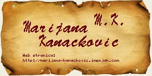 Marijana Kanačković vizit kartica